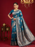 Shree Shyam Fashion Teal Blue Silk Blend Saree