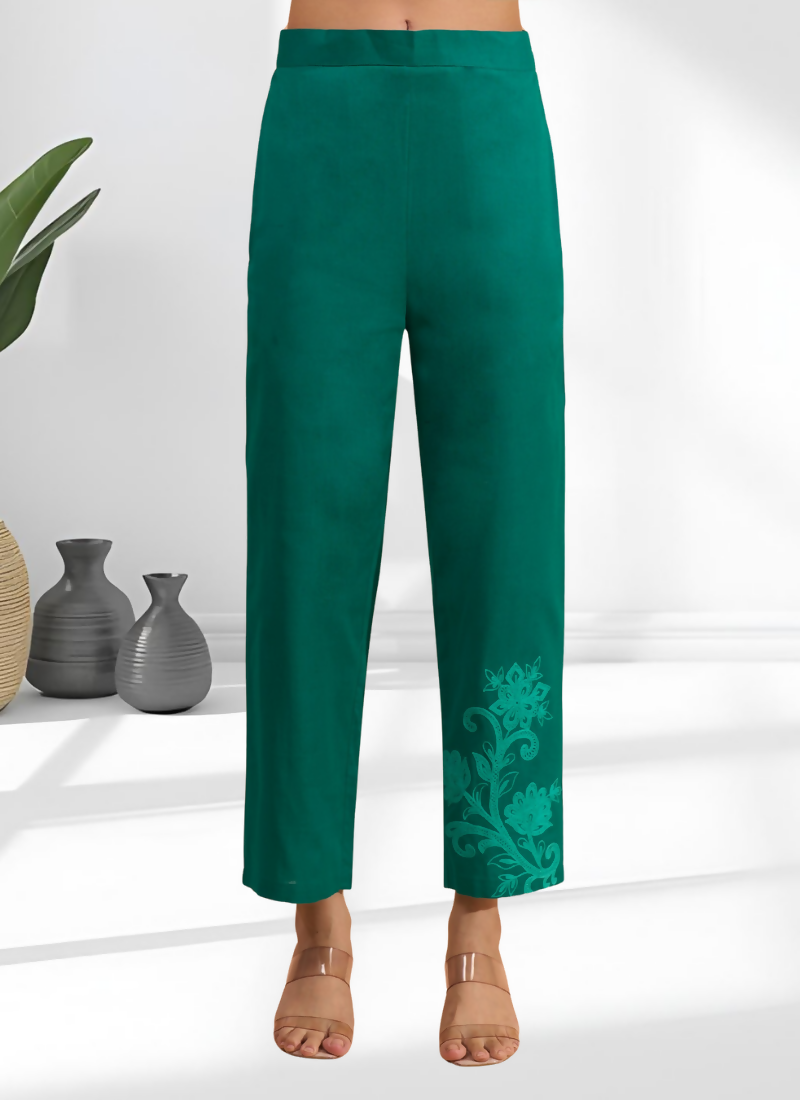 Joban Fashion Green Cotton, Linen Embroidered Readymade Cord Set