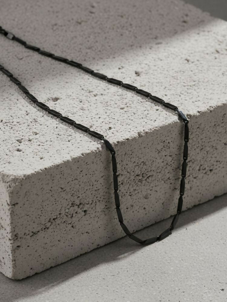 NVR Men's Black Toned Silver plated chain