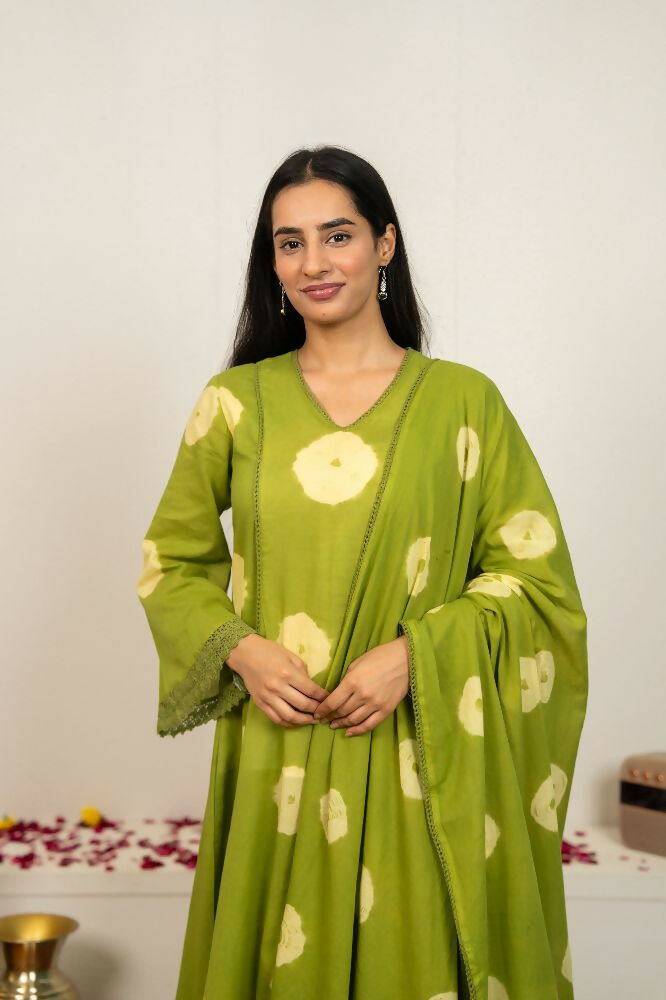 Joban Fashion Green Tie & Dye Cotton Suit Set