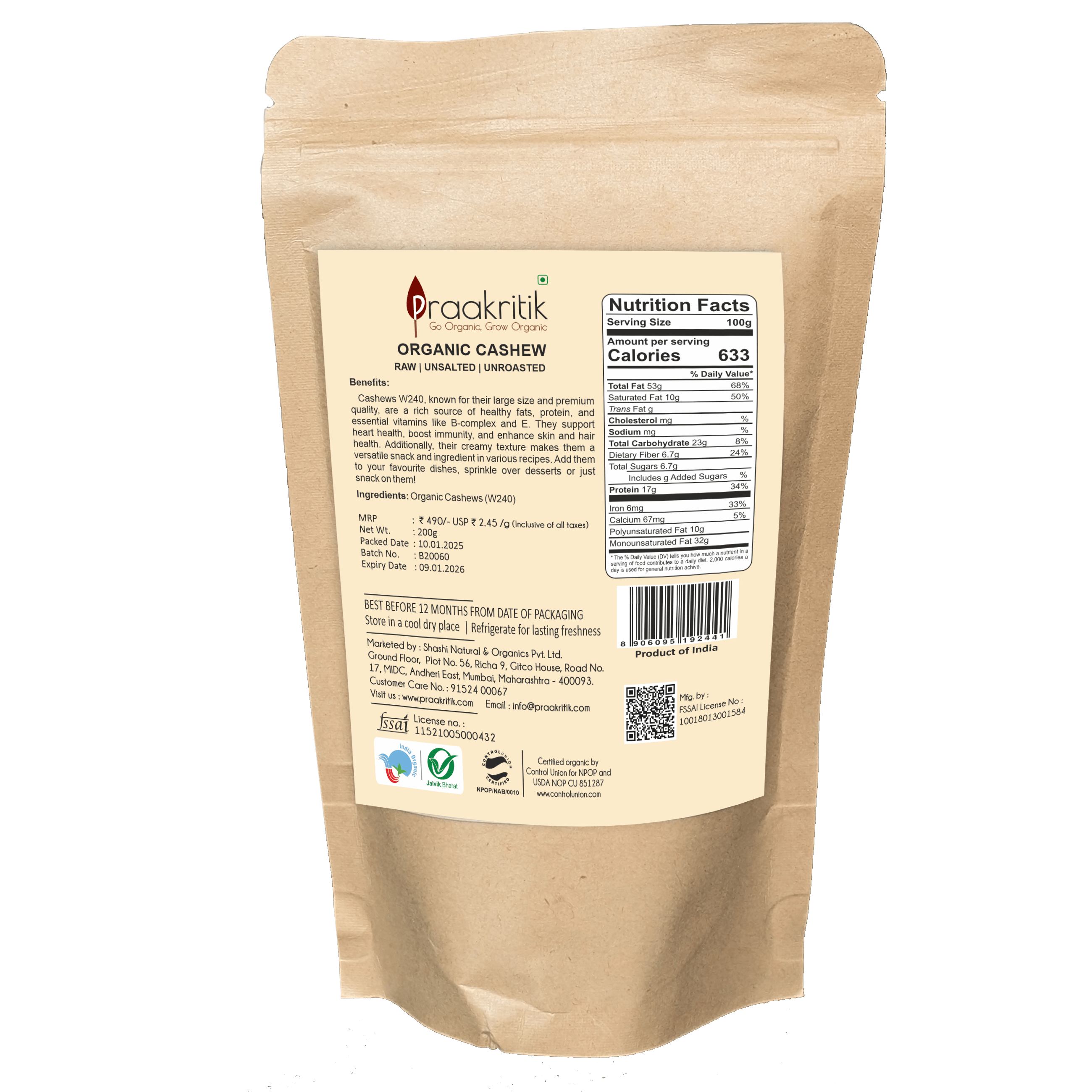 Praakritik Organic Cashew
