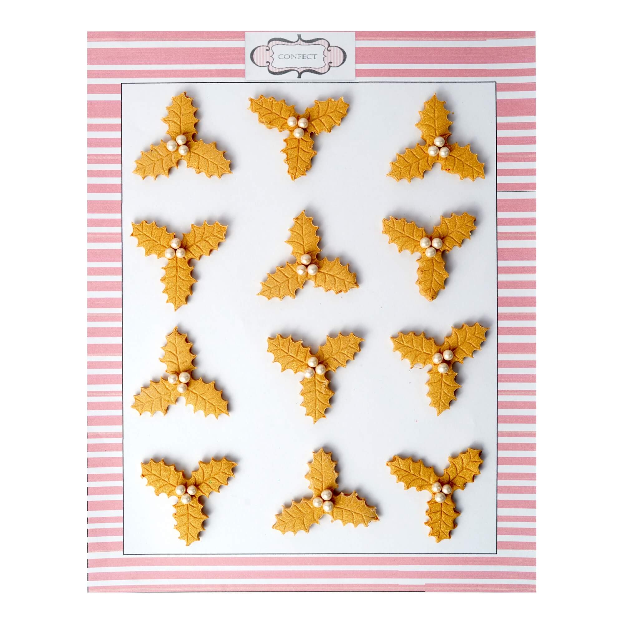 Confect Gold Holly | Edible Christmas Topper