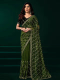 Joban Fashion Green Net Party Wear Sarees