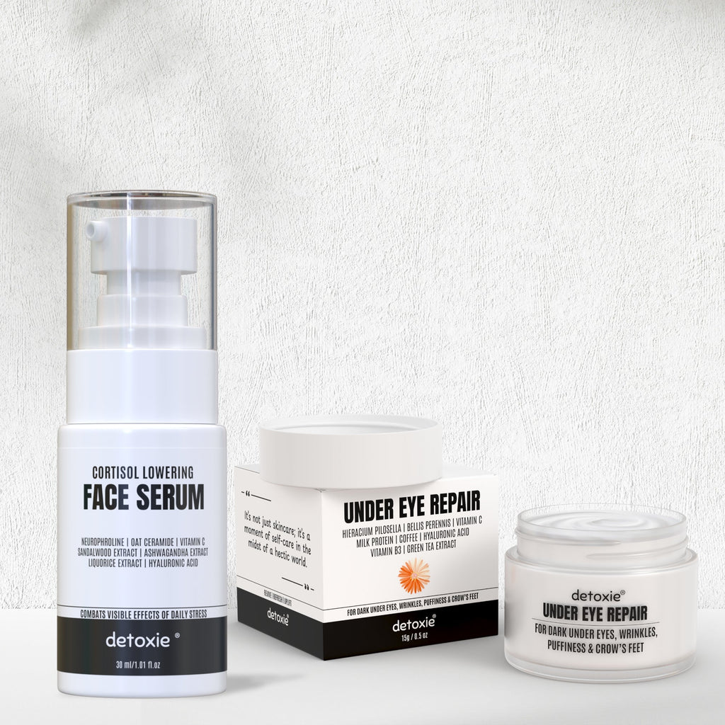 Detoxie Dark Circle & Cortisol Lowering Combo| Cortisol Lowering Serum 30 ml + Under Eye Cream 15gm