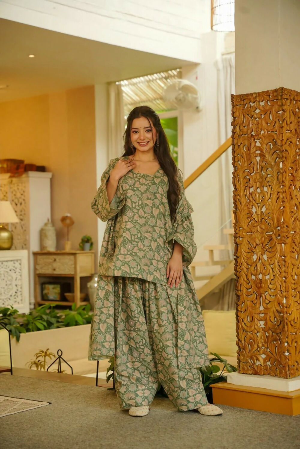 Aayaa Designer Printed Full Flared Suit