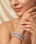 Jewel City Exquisite Emerald & Diamond Gold-Plated Floral Kada Bangles - Handcrafted Ethnic Jewelry for Weddings