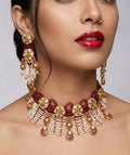 Jewel City Handcrafted Kundan & Ruby Bead Choker Set | Traditional Indian Gold-Plated Bridal Jewelry
