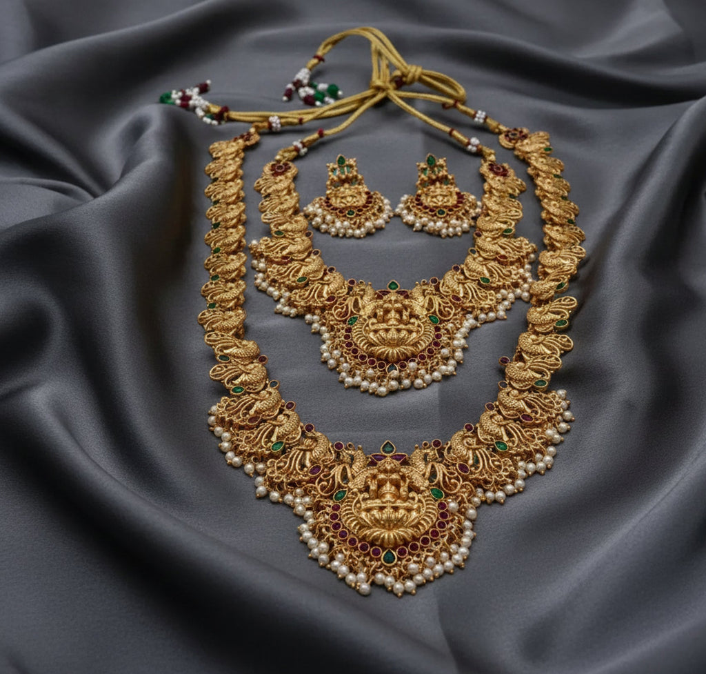 Jewel City Exquisite Antique Gold-Plated Temple Jewelry Set