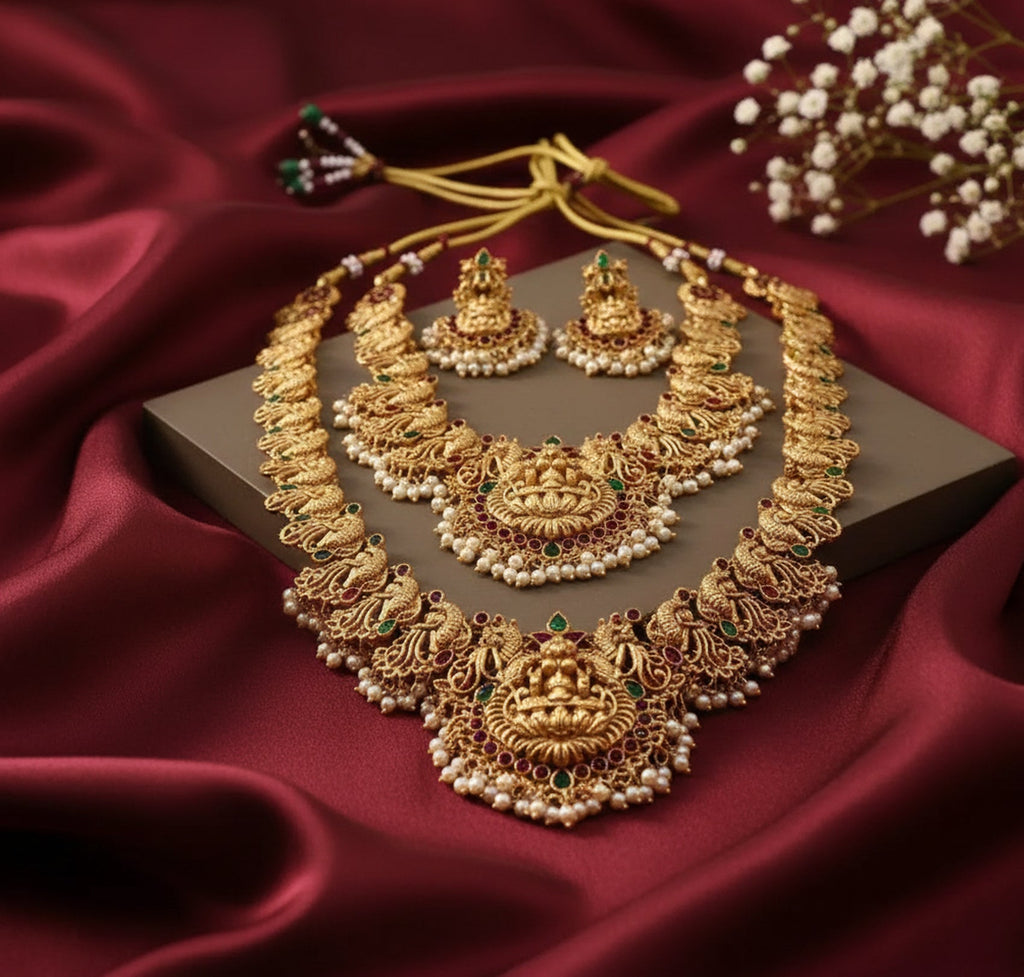 Jewel City Exquisite Antique Gold-Plated Temple Jewelry Set