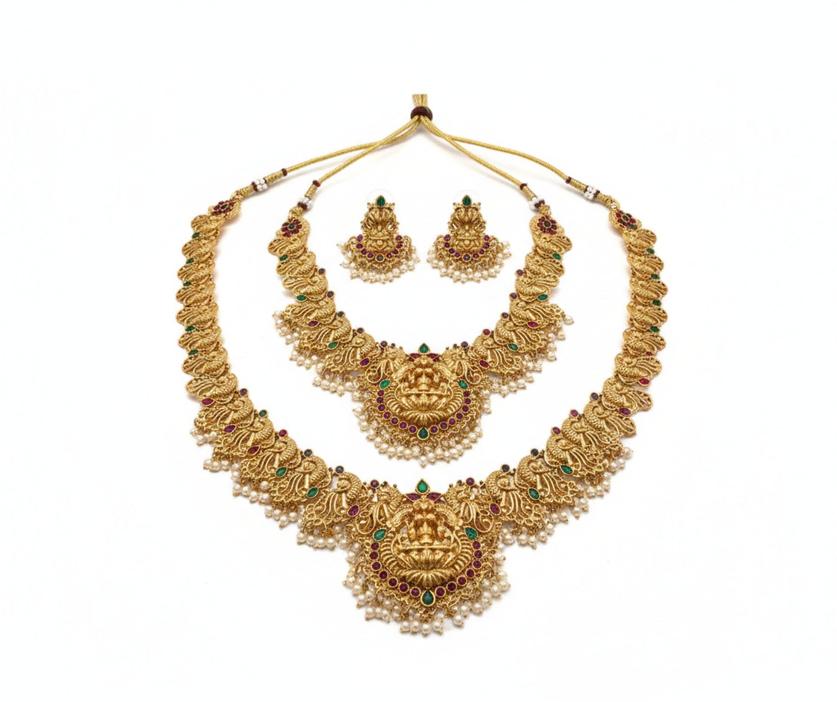 Jewel City Exquisite Antique Gold-Plated Temple Jewelry Set