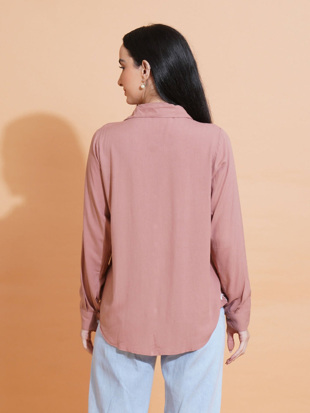 Pahnaz Modal Chikankari Handwork Shirt-Brown