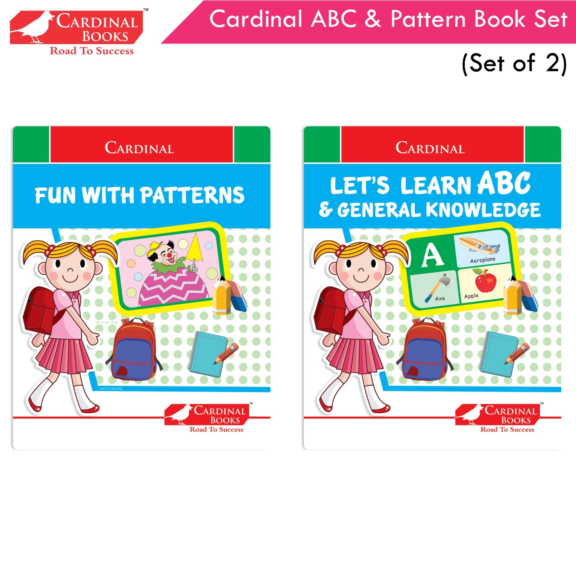 Cardinal ABC & Pattern Book Set (Set Of 2)| Alphabet Picture Book|General Knowledge Book|Pattern Writing Book| Combo Book for Kids| Ages 3-5 Years