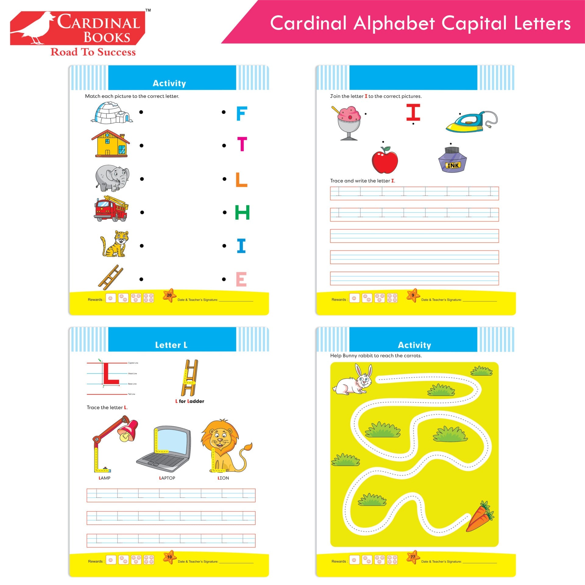 Cardinal Alphabet Letter Writing Book (Set of 3)|Alphabet Capital & Small Letter writing & Practice Book| Kindergarten Book for Kids Ages 3-6 Years