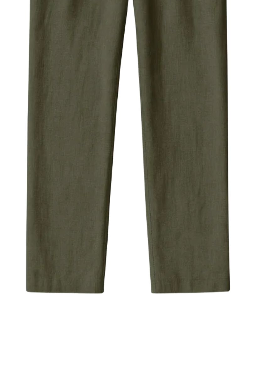 Fabmade Olive Green Cotton Linen Pajama For Men