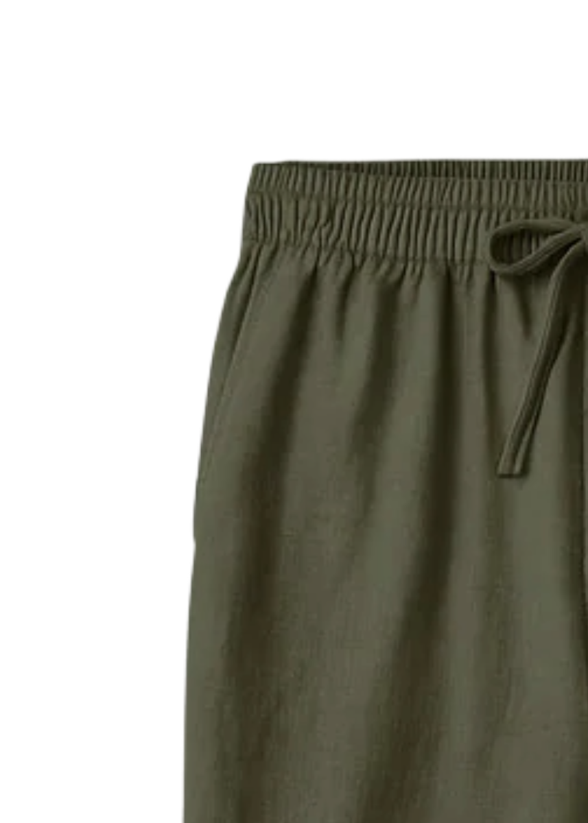 Fabmade Olive Green Cotton Linen Pajama For Men