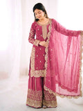 Teeya Creation Womens New Trendy Embroidery Coding And Sequence Work Pink Kurta Set