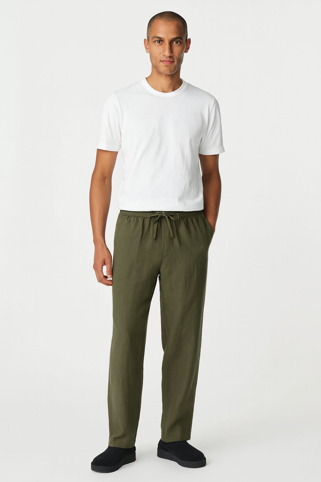 Fabmade Men’S Linen Pajama Combo – Olive & Black(Pack Of 2)