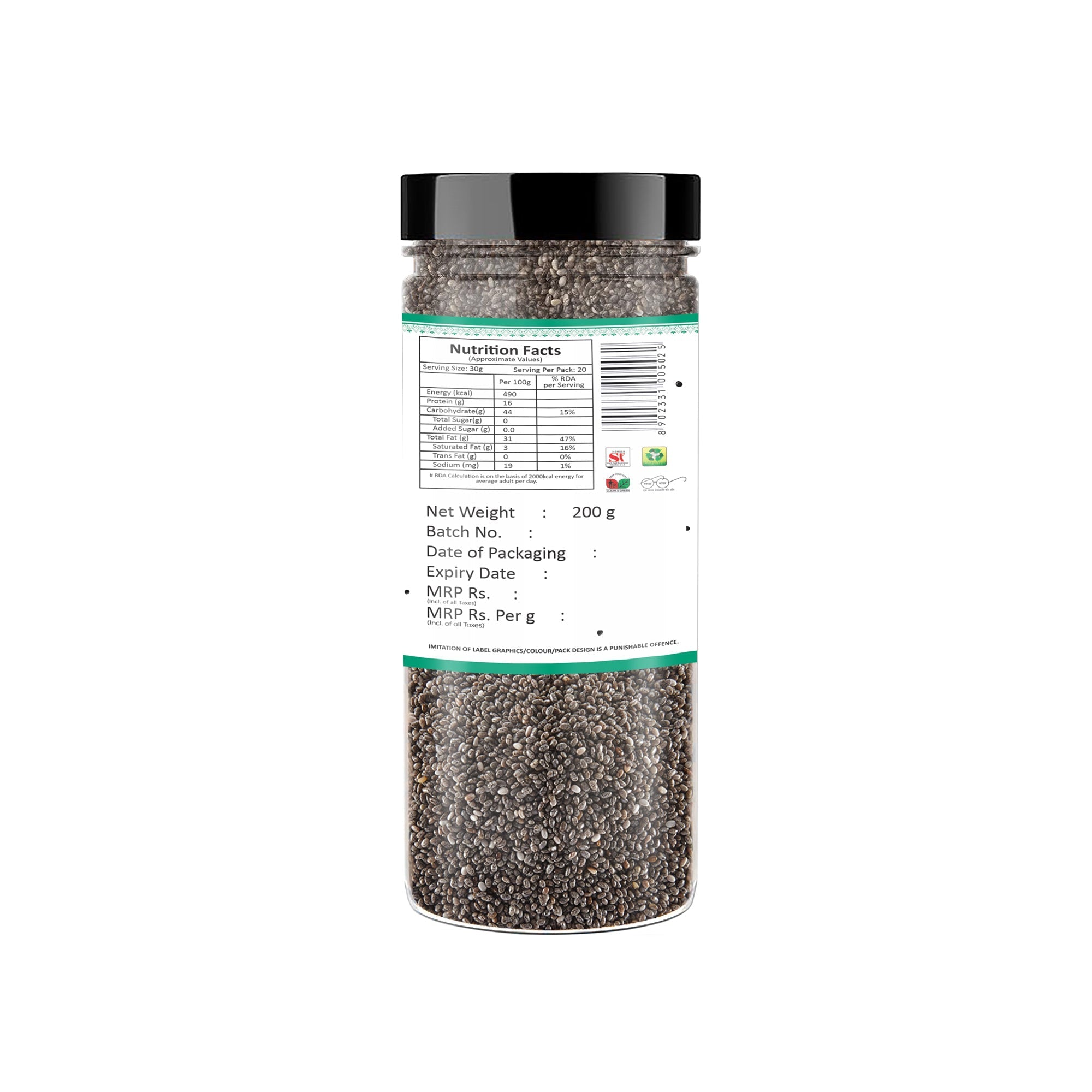 Yum Yum Raw Chia Seeds Jar