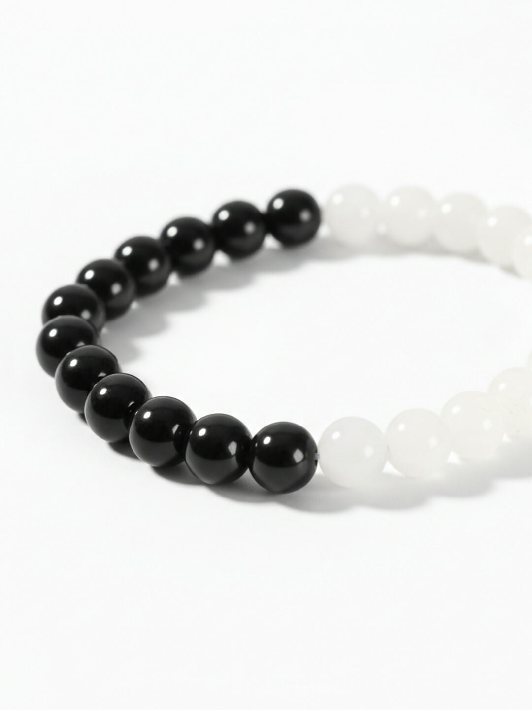 NVR Black & White Crystal Beaded Bracelet for Men & Women