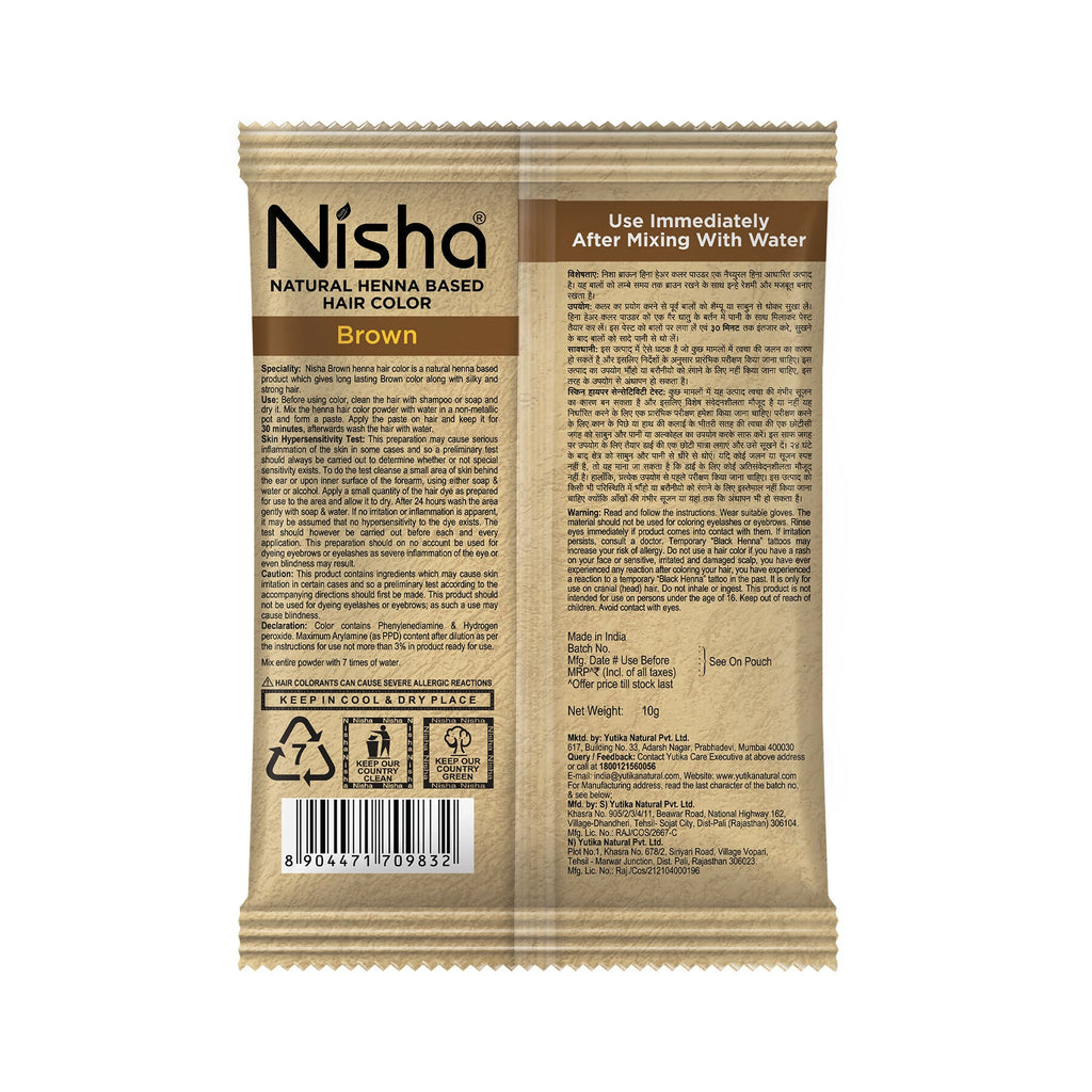 Nisha Henna Based Hair Colour for Women & Men Brown 4.0 (Pack of 10)
