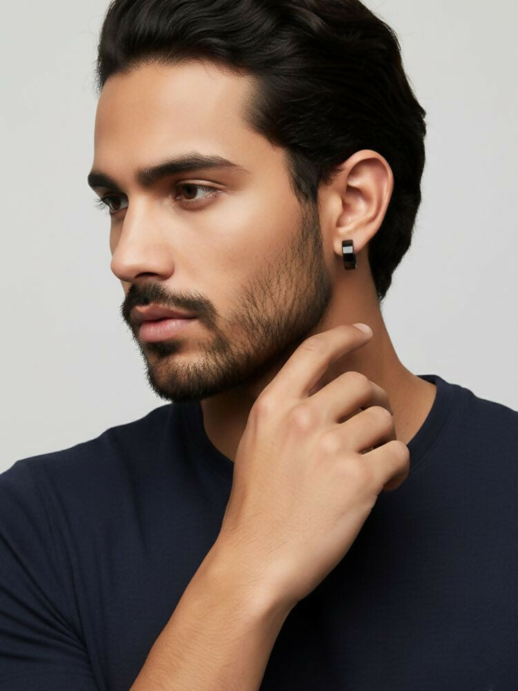NVR Men's Set of 2 Multicolour Hoop Earrings
