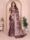 Aastha Fashion Purple Soft Organza Silk Weaving Saree