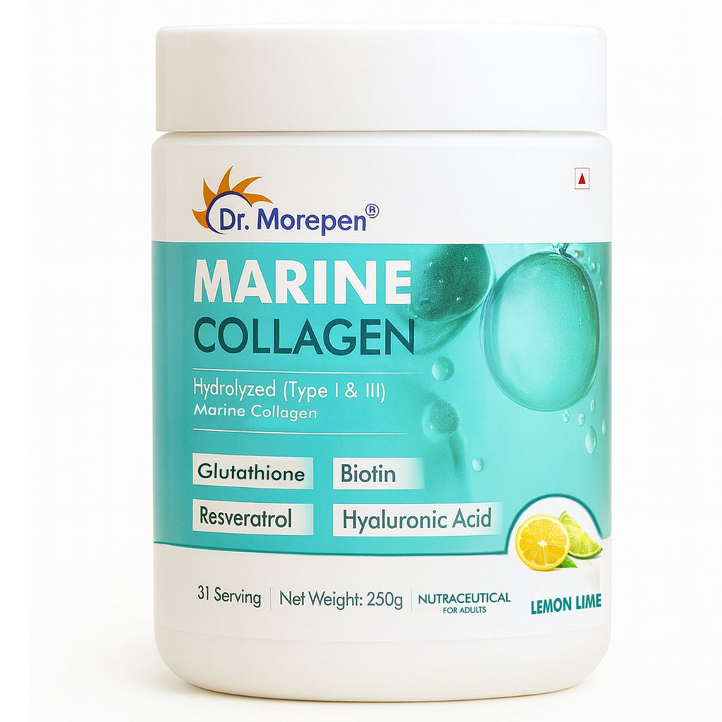 Dr. Morepan Marine Collagen Powder with Glutathione, Hyaluronic Acid, Resveratrol & Biotin Lemon Lime Flavour