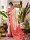 Anaita Cream Silk Woven Saree With Blouse