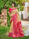 Anaita Cream Soft Silk Saree With Floral Printed Work With Blouse