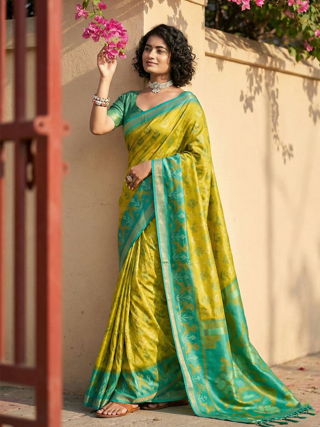 Shree Shyam Fashion Mustard Yellow Pochampally Silk Saree