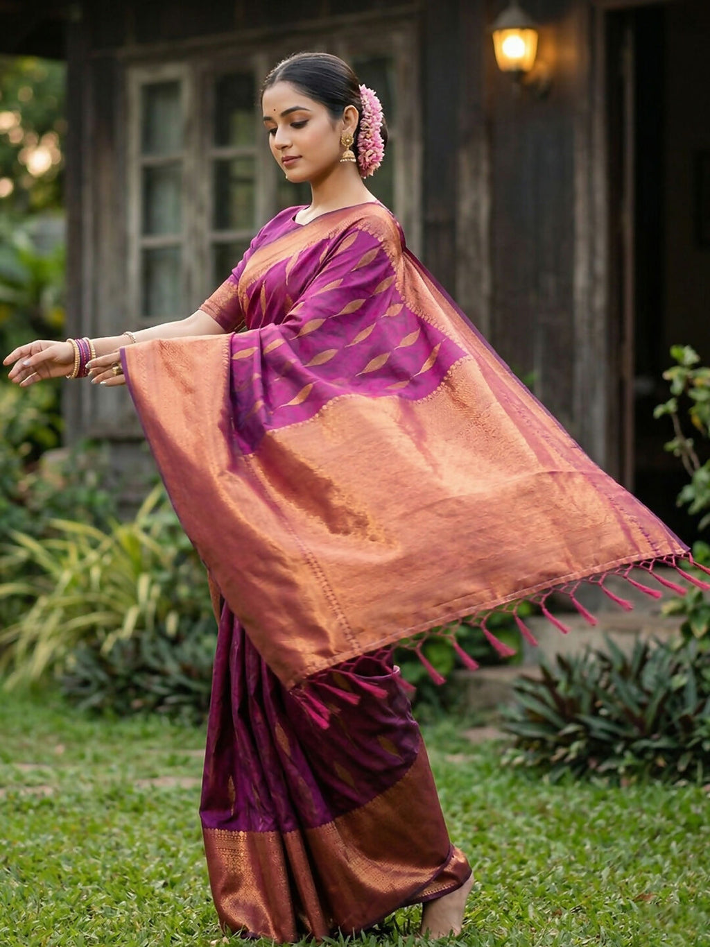 Shree Shyam Fashion Purple Silk Blend Saree