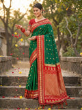 Anaita D Green Silk Woven Saree With Blouse