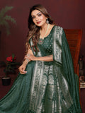 Anaita D Green Zari Weaving Work Satin Silk Saree With Blouse