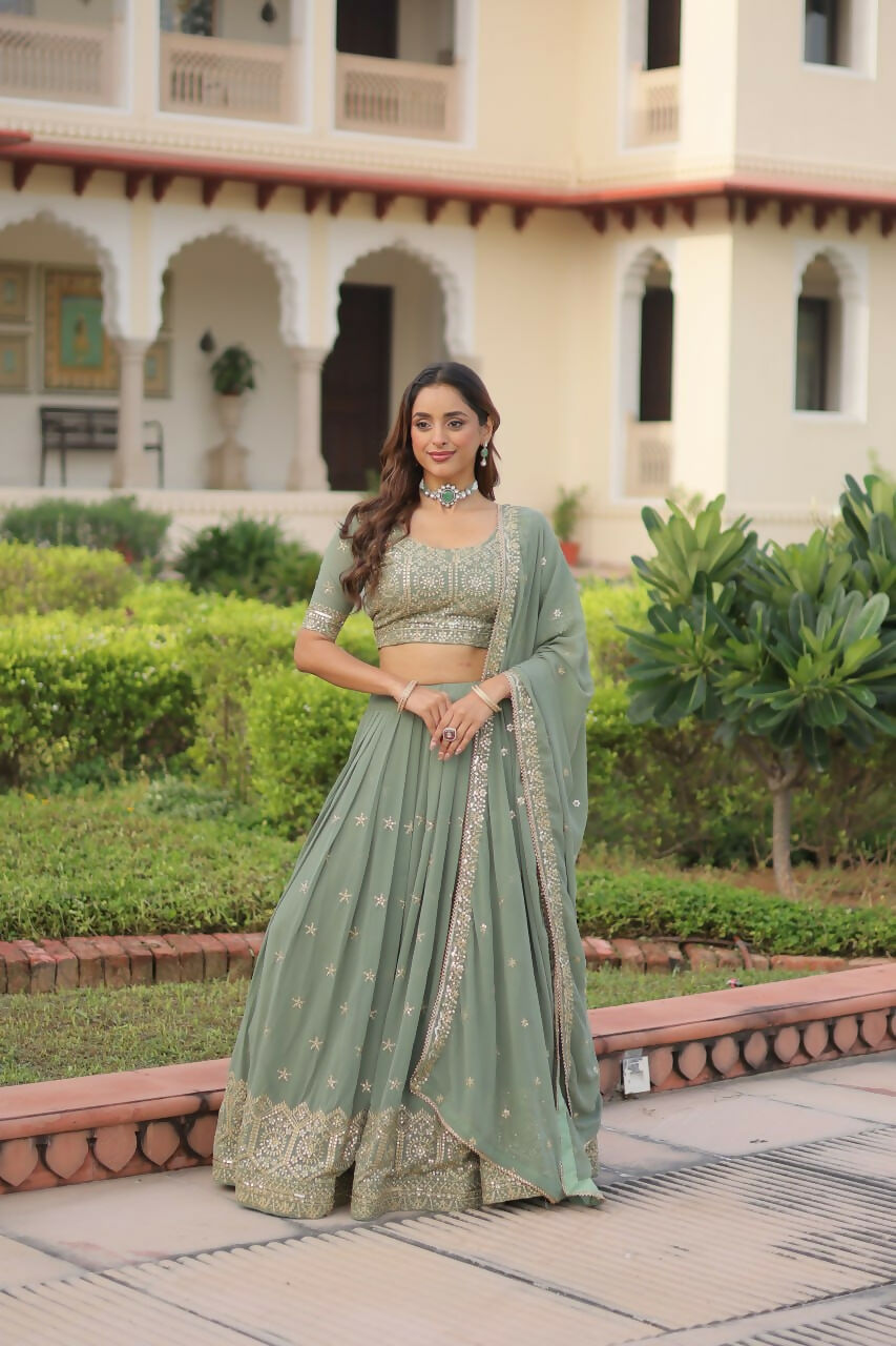 Lehenga Mart Designer Indian Wedding Lehenga Choli-Sea Green
