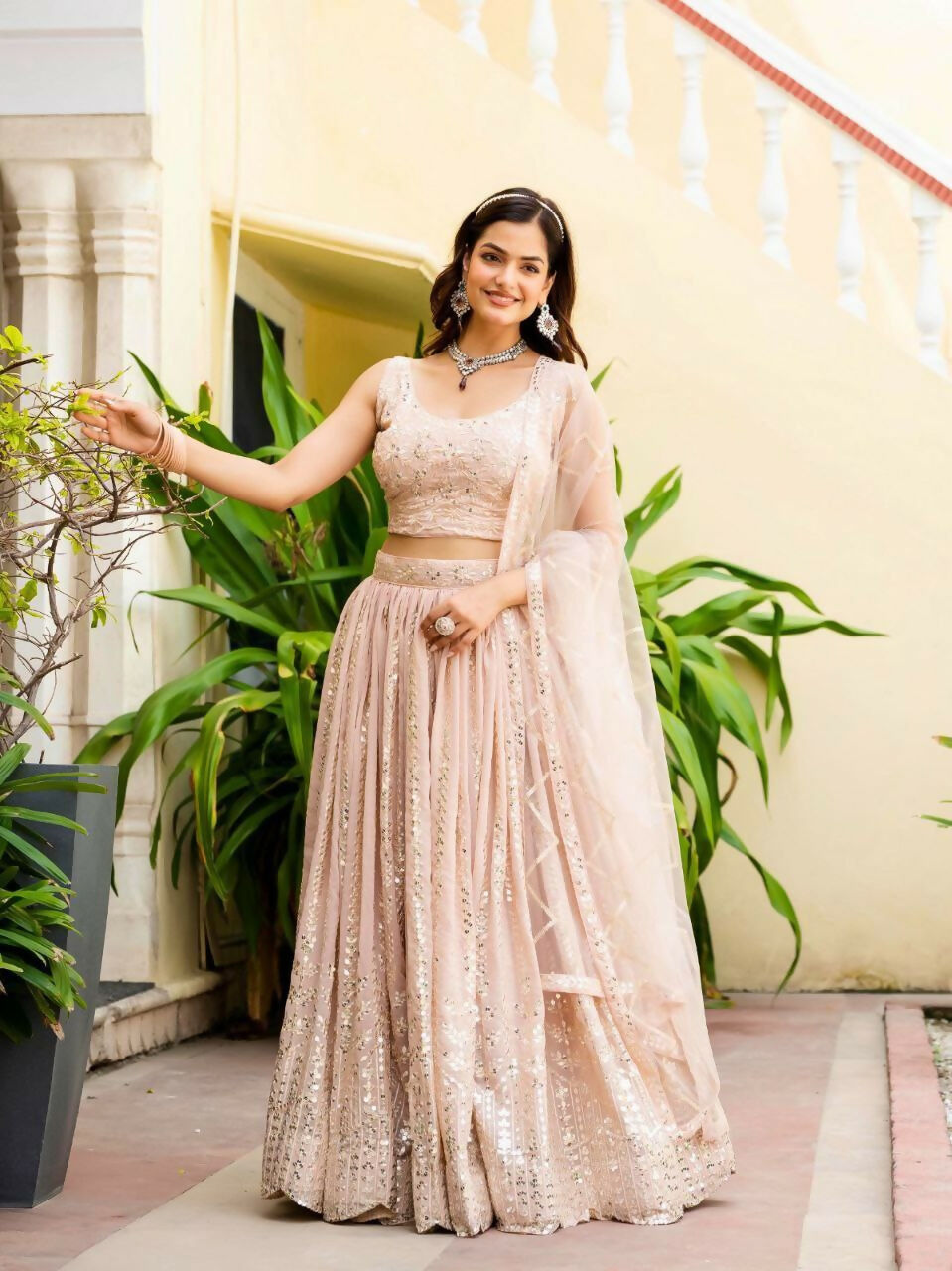 Lehenga Mart Designer Indian Wedding Lehenga Choli-Light Pink