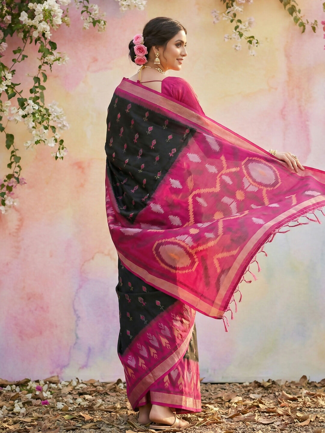 Shree Shyam Fashion Black Soft Silk Saree