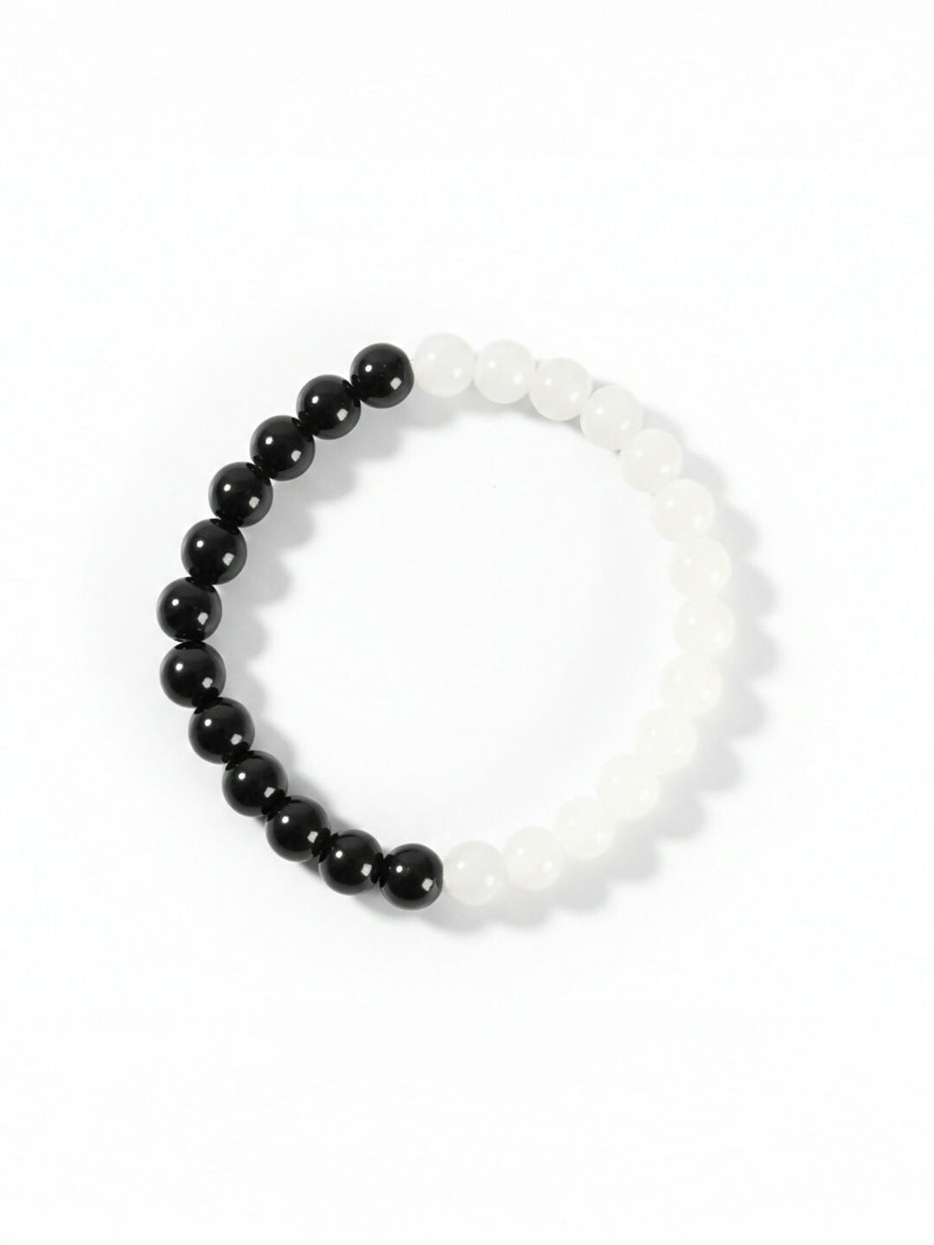 NVR Black & White Crystal Beaded Bracelet for Men & Women