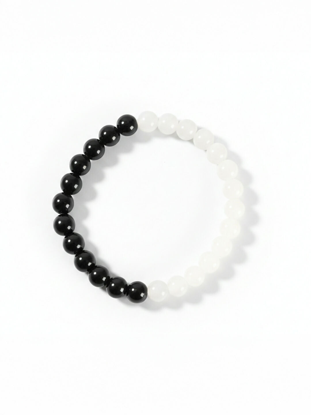 NVR Black & White Crystal Beaded Bracelet for Men & Women
