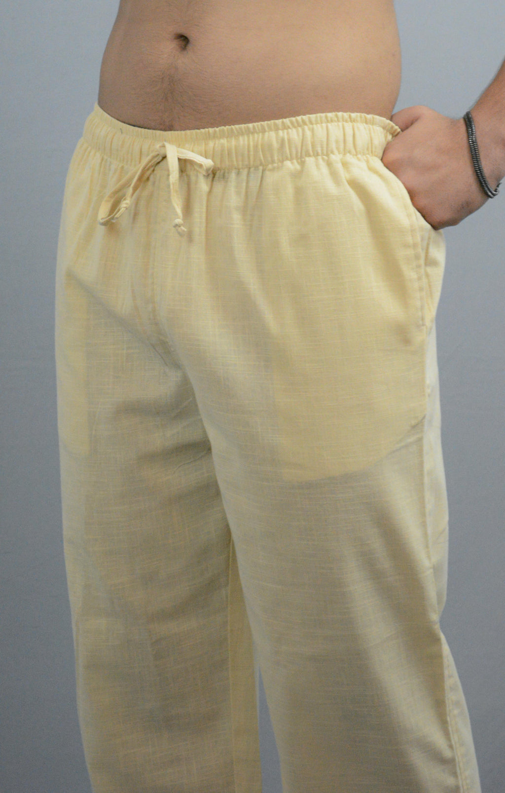 Fabmade Navy Blue & Beige Combo Men Linen Pajama