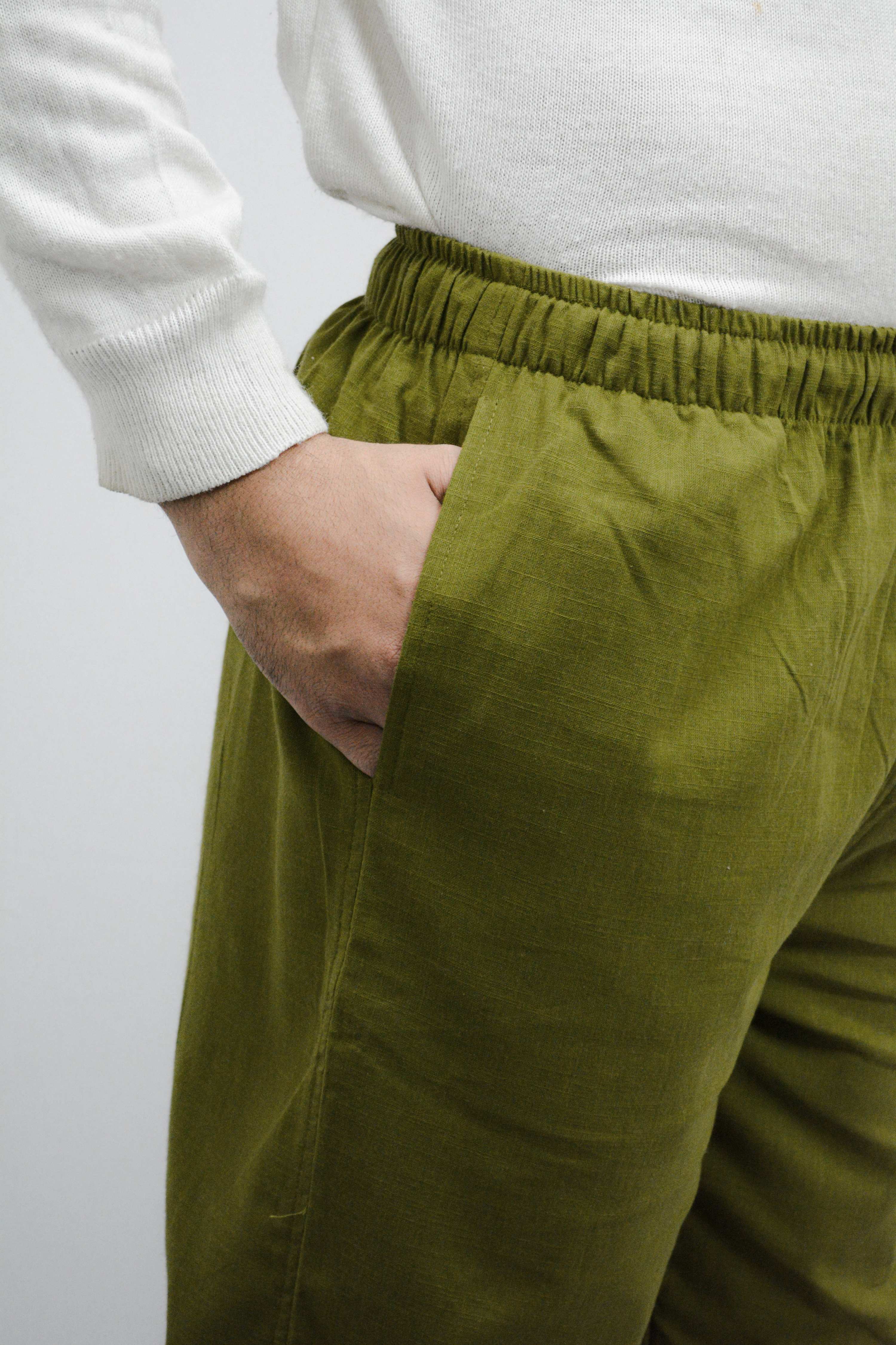 Fabmade Peach & Olive Combo Linen Pajama