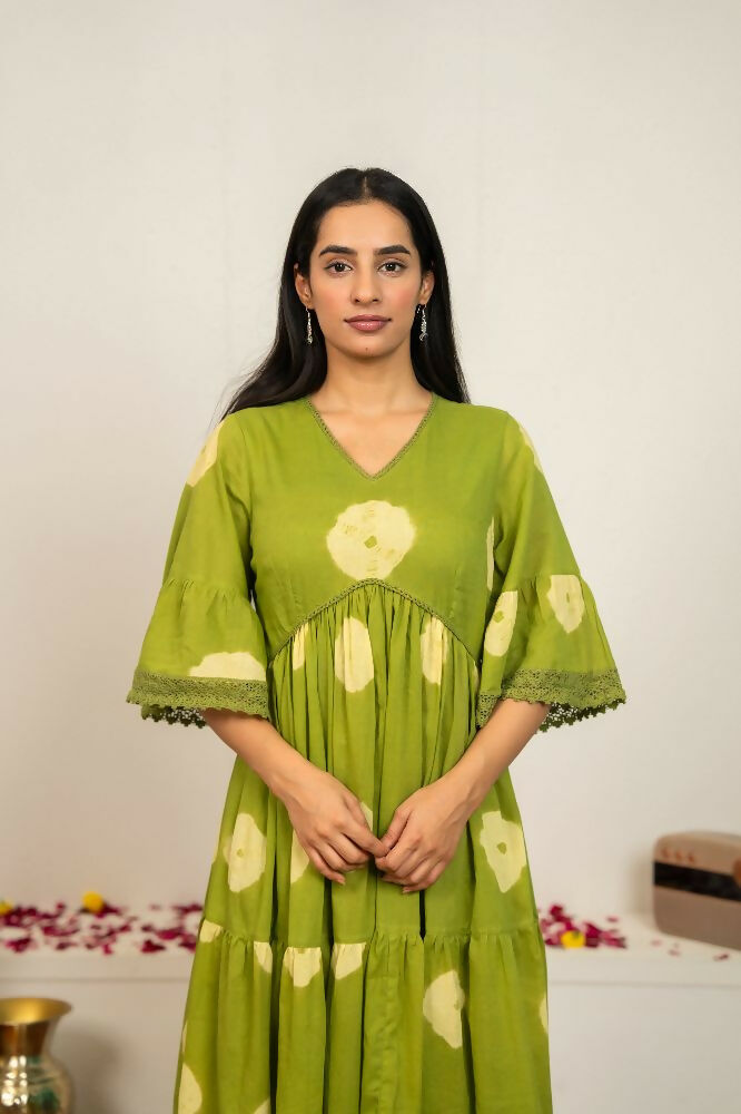 Joban Fashion Green Tie & Dye Cotton Dress