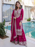Lehenga Mart Designer Sharara Suit With Kurta Sharara Dupatta For Women-Pink