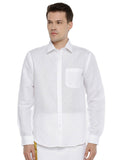 Ramraj Cotton Linen Mens Full Sleeve White Shirt Plus Size - RR Linen