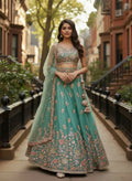 Lehenga Mart Designer Indian Wedding Lehenga Choli-Sky Green