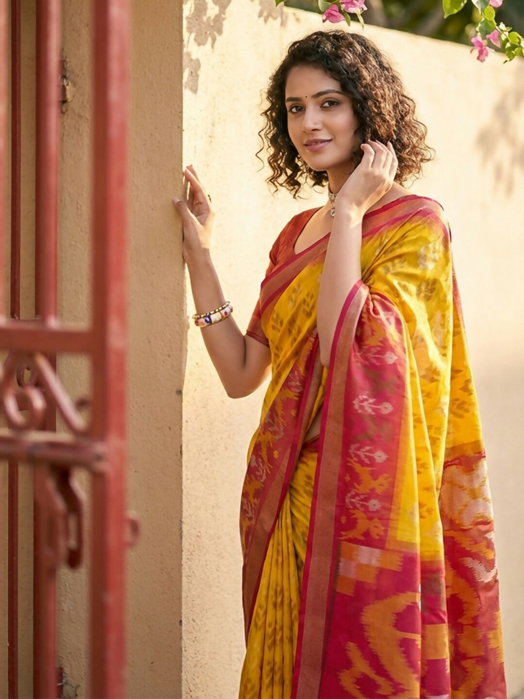 Shree Shyam Fashion Yellow Pochampally Silk Saree