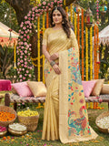 Shree Shyam Fashion Yellow Linen Cotton Saree