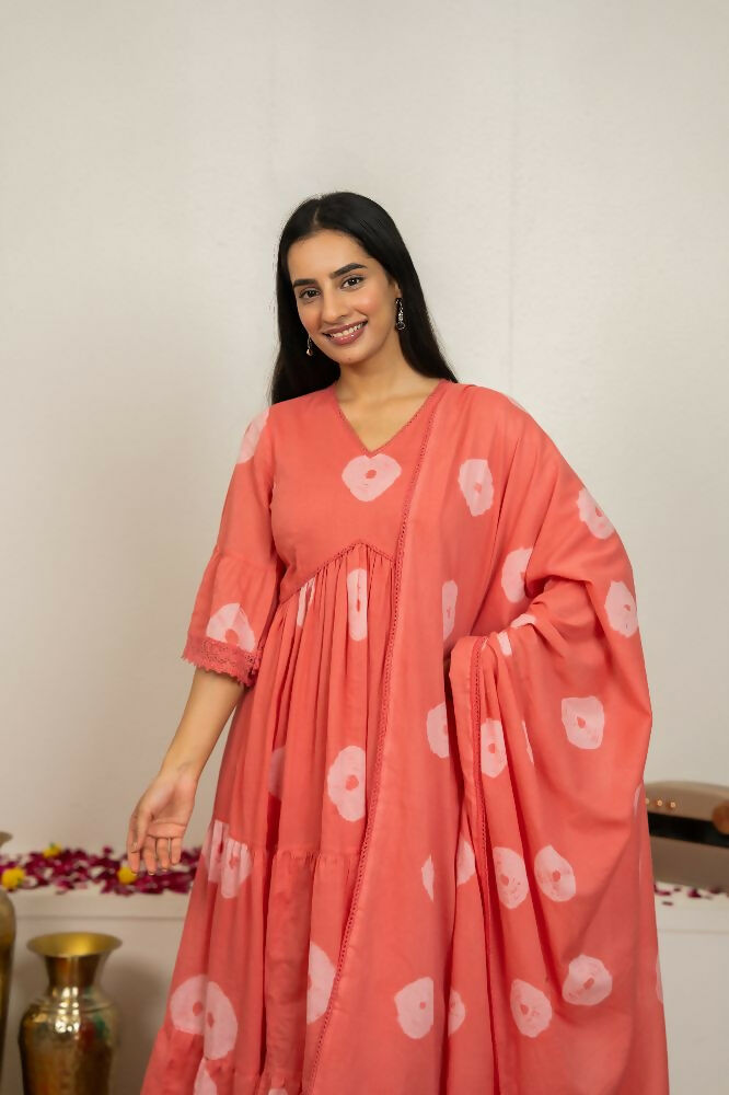 Joban Fashion Pink Tie & Dye Cotton Suit Set