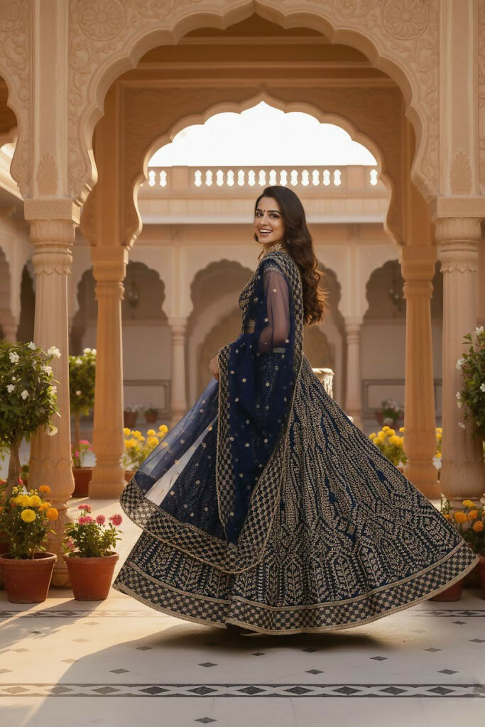 Lehenga Mart Designer Indian Wedding Lehenga Choli-Blue