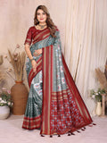 Aastha Fashion Grey Soft Silk Weaving Saree