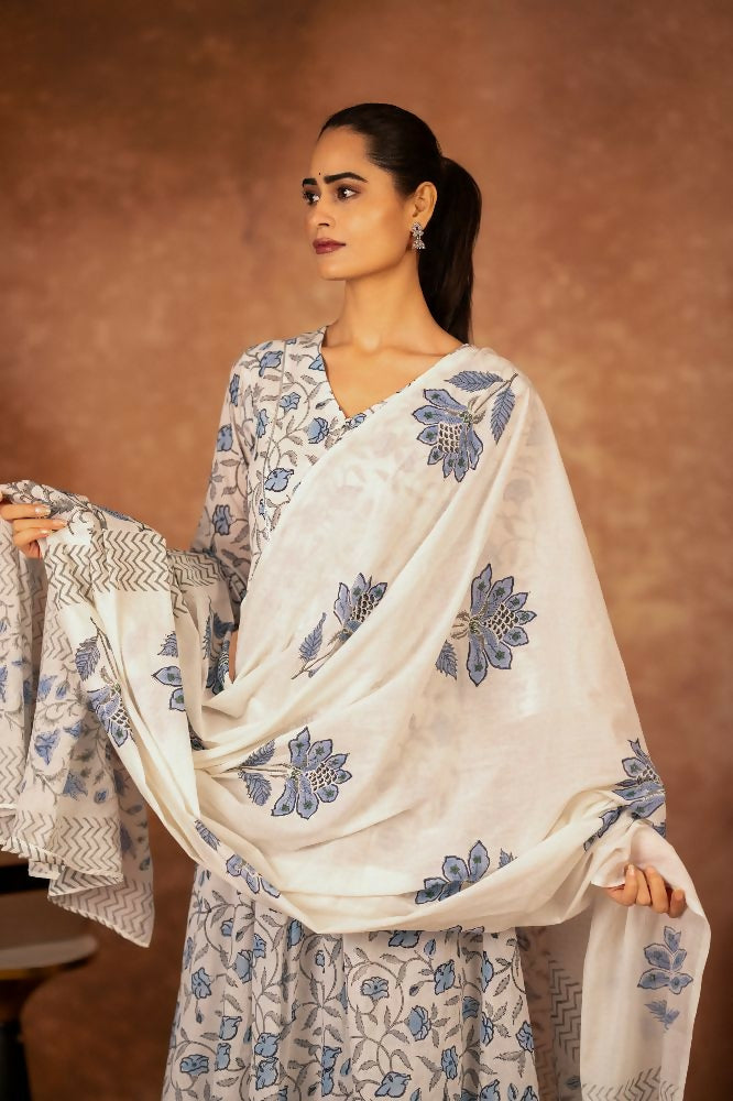 Joban Fashion Blue Hand Block Printed Cotton Suit Set